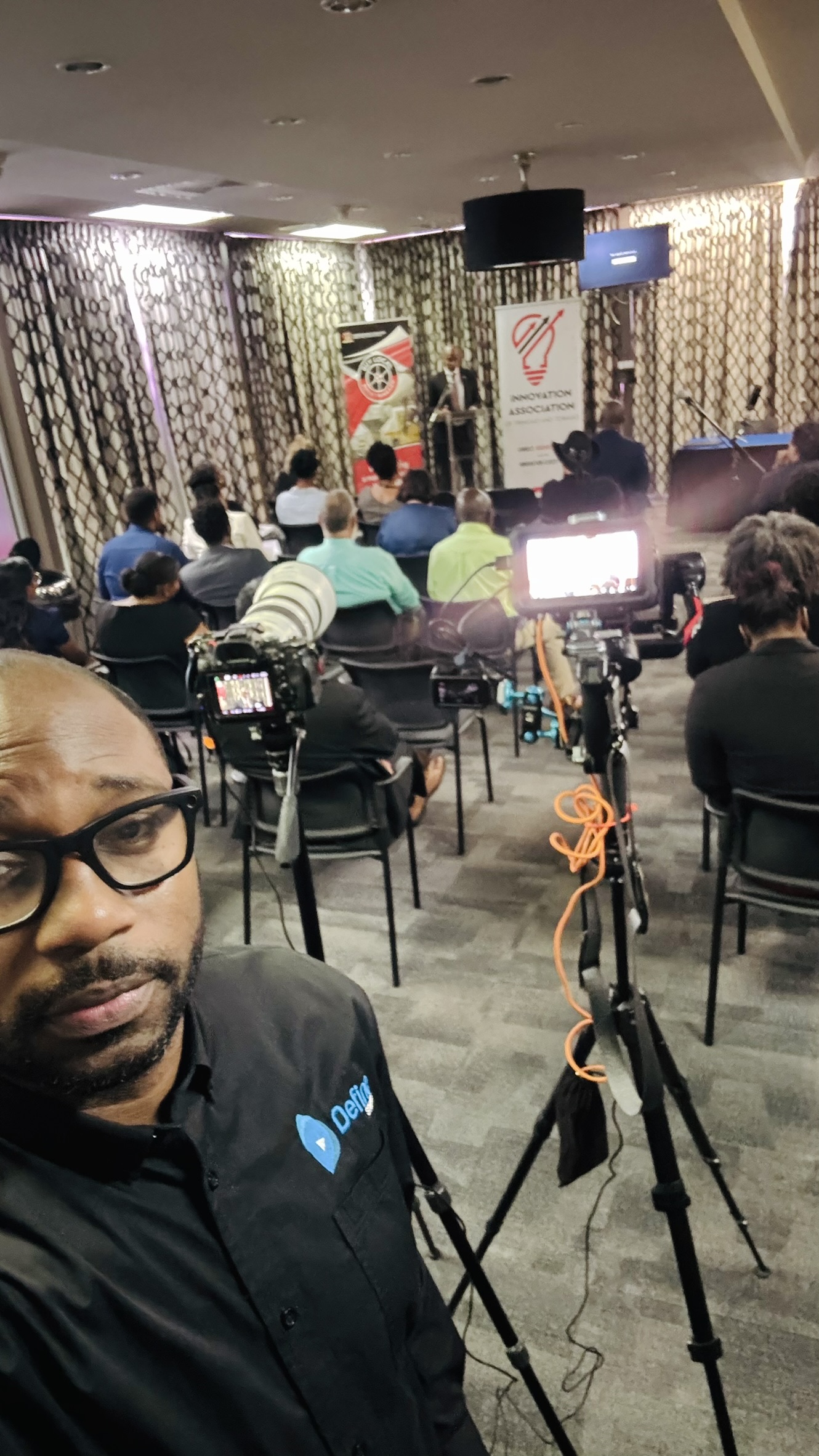 Ken Sambury at work with camera rigs at a live event